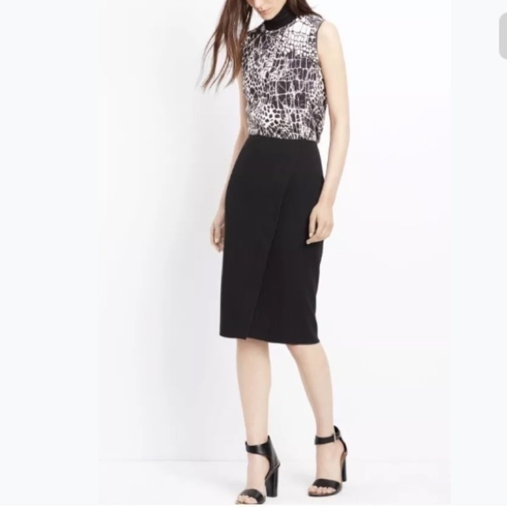 Vince Bonded Laser Cut Pencil Wrap Skirt